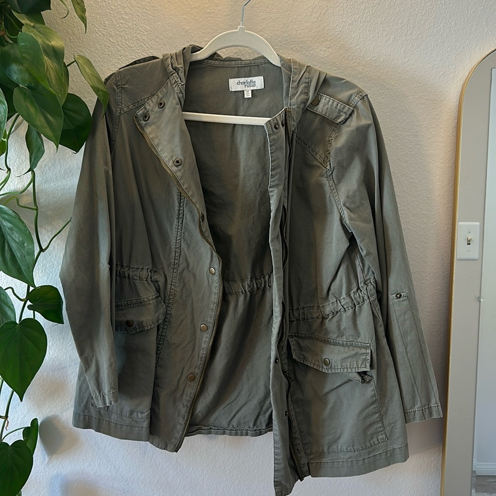 Green jacket with hoodie
